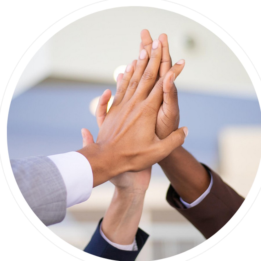 Professional team hands together representing collaboration